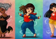 ศิลปินหนุ่มเปลี่ยนสาวพลัสไซส์ มาใส่ชุดฮีโร่ในรูปแบบการ์ตูนสุดน่ารัก